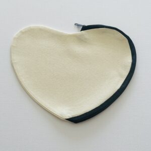 Heart-Shaped Canvas Zipper Pouch - Blank DIY Craft Bag (Beige)