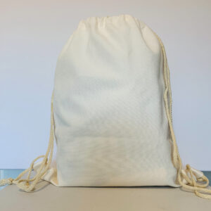Drawstring Canvas Backpack - Blank DIY Craft Bag (Beige)