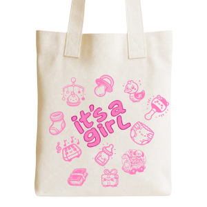 It's a Girl Baby Shower Favors – 6 DIY Decal & Tote Bag Bundle Kit