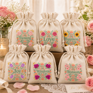 Wedding Party Favors – Set of 6 Small Pouches
