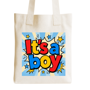 It's a Boy Baby Shower Favors Gifts Superman Color Style – 6 DIY Decal & Tote Bag Bundle Kit