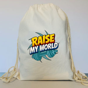 Raise My World Gym Weightlifting Drawstring Backpack